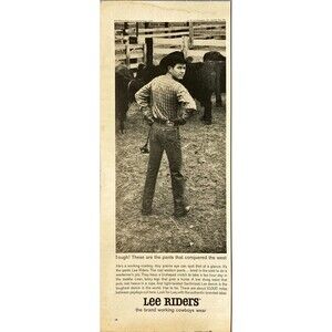 LEE RIDERS "the Brand Working Cowboys Wear." Vtg Print Ad 1963